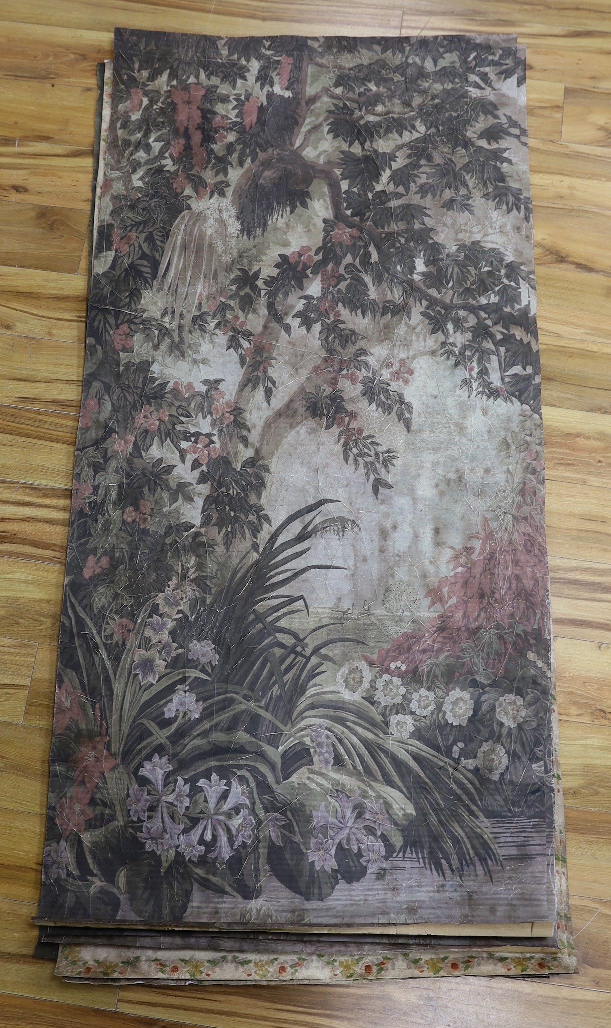 Six sample panels of French vintage wall paper